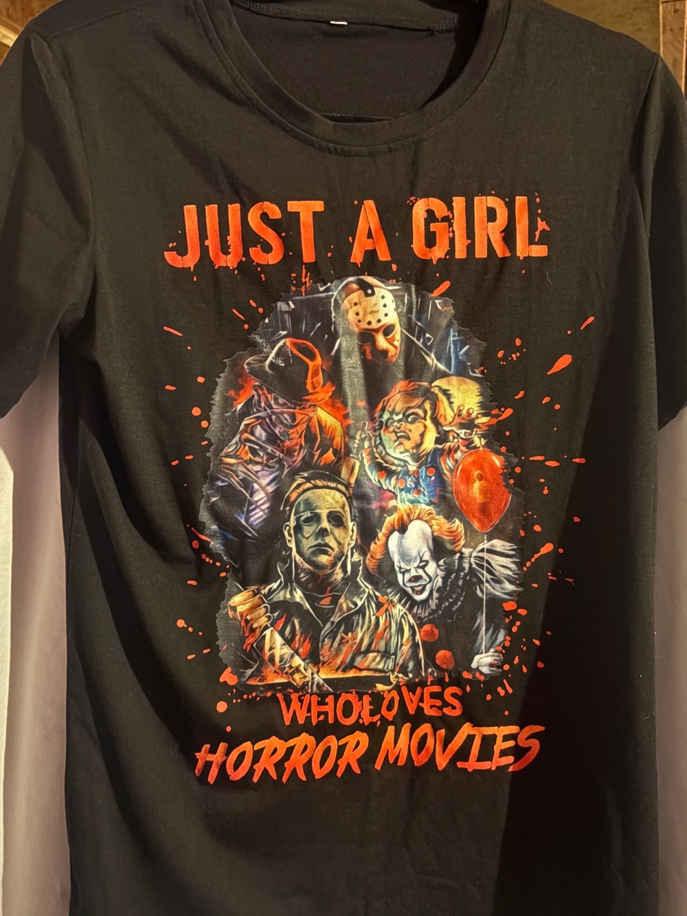 Just A Girl Who Loves Horror Movies Graphic Tee - Black Size Small